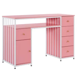 Nail Desk with Storage Manicure Table with 5 Drawers Home Beauty Salon Spa Workstation Metal Salon Station