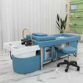 Luxury Salon Furniture Thai Spa Head Water Therapy Beauty Hair Stainless Steel Shampoo Pedicure Bed with Storage Cabinet